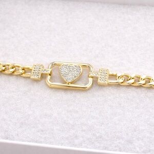 Gold HEART link bracelet, 6.5 - 7.5 inches, hypoallergenic, LOVE Collection